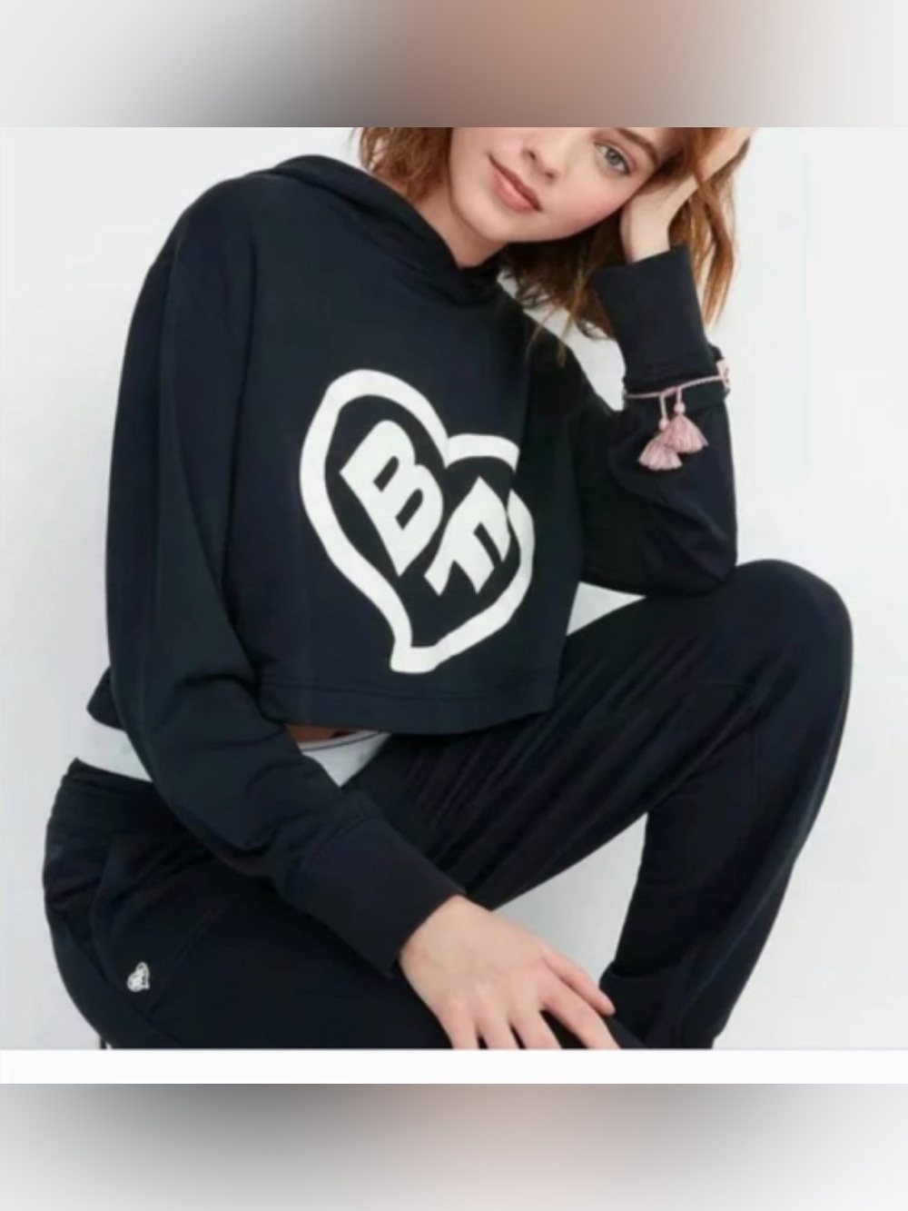 Alice + Olivia x Big Feelings BFF Cropped Hoodie NWT Size S Black